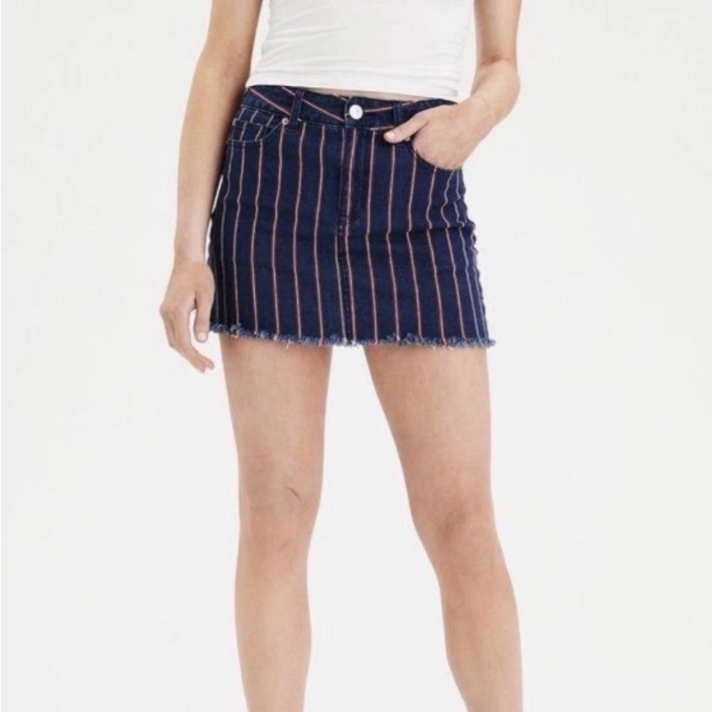 American Eagle Striped Denim Mini Skirt - Size 6